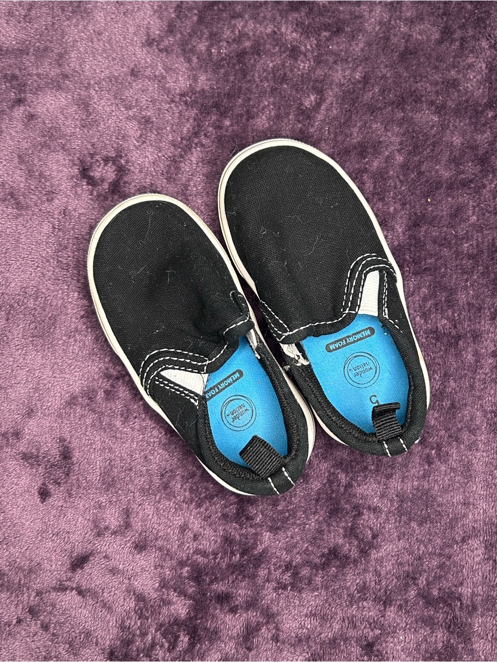 wonder nation Black Slip-On Canvas Sneakers with Blue Insole